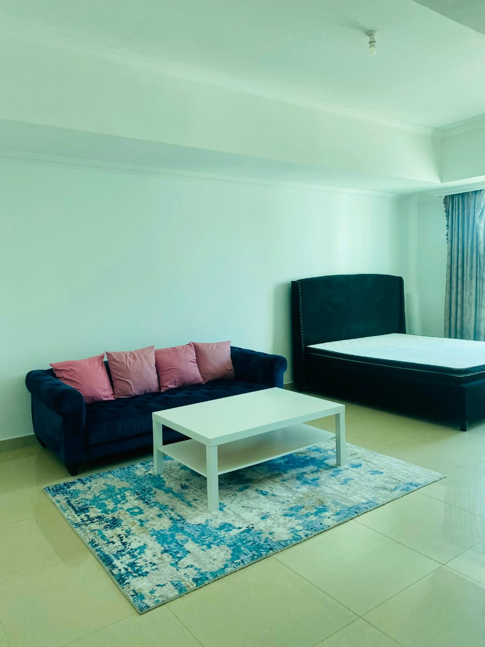 A spacious one-bedroom apartment in a clean family apartment in a family tower.